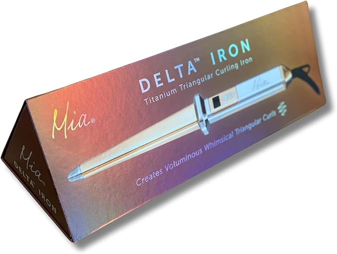 Mia Beauty Delta Curling Iron Wand,1.25 Inch Hair Styling Tool with Titanium Triangular Barrel, Creates Voluminous Sexy Whimsical Curls, Professional Appliance for Women - Polished Gold/Silver Color