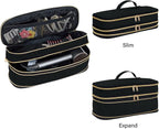 Hair Dryer Travel Carrying Case, Curling Iron Storage Bag, Slim Expandable Handheld Dual-Layer Travel Storage Bag for Dryer/Hair Tool Organizer/Style Organizer
