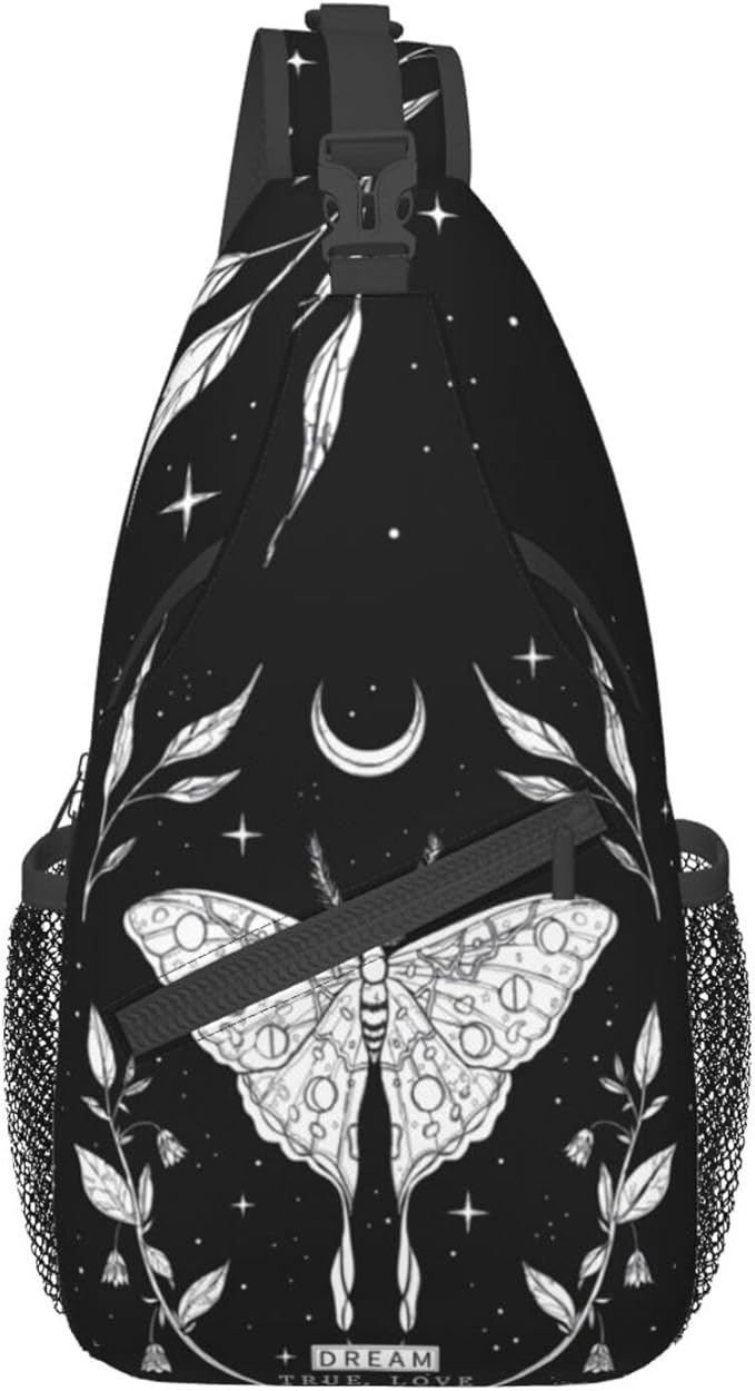 SUPLUCHOM Sling Bag Black White Butterfly Moon Tarot Black White Butterfly Moon - Image 2