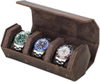 Genuine Leather Watch Roll Travel Case, Vintage Full Grain Leather Hexagon by UPRESYE