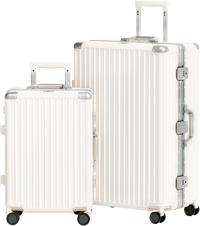 AnyZip Luggage Sets 2 Piece Aluminum Frame Carry On and Checked Suitcase PC ABS by YourBestTravelChoice
