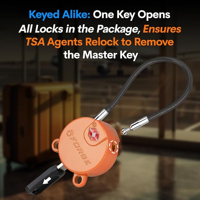 Forge TSA Approved Luggage Locks Ultra-Secure Dimple Key Cable Locks - Image 6