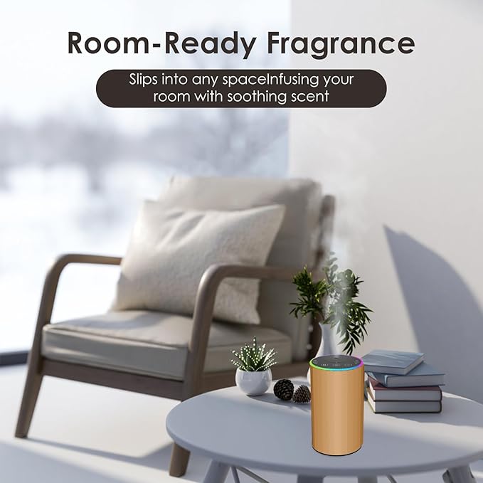 Waterless Essential Oil Diffuser, Battery Powered Mini Scent Air Machine, Aromatherapy Mist Diffuser for Home Room Car Office (Gold)