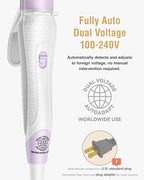 Europe Travel Curling Iron Mini: Dual Voltage Curling Iron for Traveling - Mini Travel Curling Irons 1 Inch with US Plug,Purple 390℉ for Fine/Damaged Short Hair