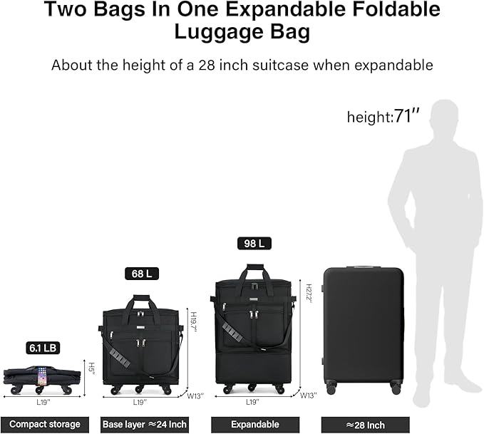 MILADA Expandable Luggage Bags for Travel Foldable Suitcase - Image 2