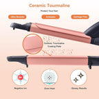 2 in 1 Hair Straightener and Curler, 1 Inch Ceramic Flat Iron & Curling Iron Combo, Mini Travel Dual Voltage 100‑240V, Fast PTC Heating, 360° Swivel Cord, Heat‑Resistant Travel Pouch, Rose Gold