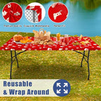 2 Pack Rectangle Spandex 6FT Elastic Fitted Christmas Tablecloth (Christmas Red / 72" x 30" (Rectangular))