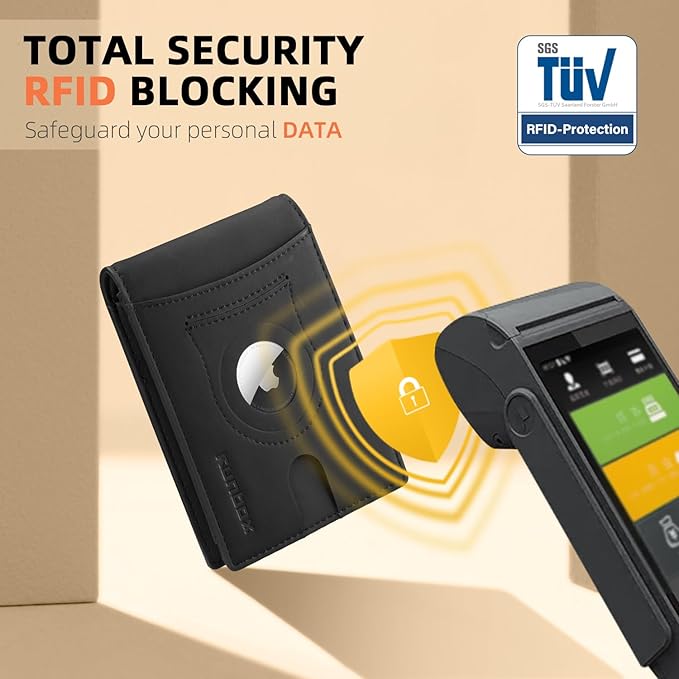 RUNBOX AirTag-Wallet-Mens-Slim-RFID Blocking Wallets Leather - Image 4