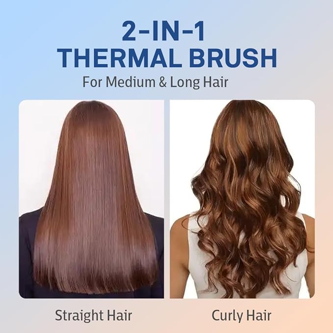 Caliber Viva Heat Thermal Hair Brush, Professional Styling Tool with Negative Ion Technology, Blue (1-1/2 inch（38mm)