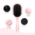 New Multifunctional Curly Hair Cushion Comb, 1Pc Oval New Air Cushion Comb WithHandle, Define Styling Brush,DetanglingHair Brush, Professional Hairstyle Comb, BouncingHair Brush (Black Pink)