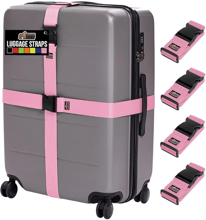 GORILLA GRIP Heavy Duty 4 Pack Adjustable Luggage Straps by GorillaGrip