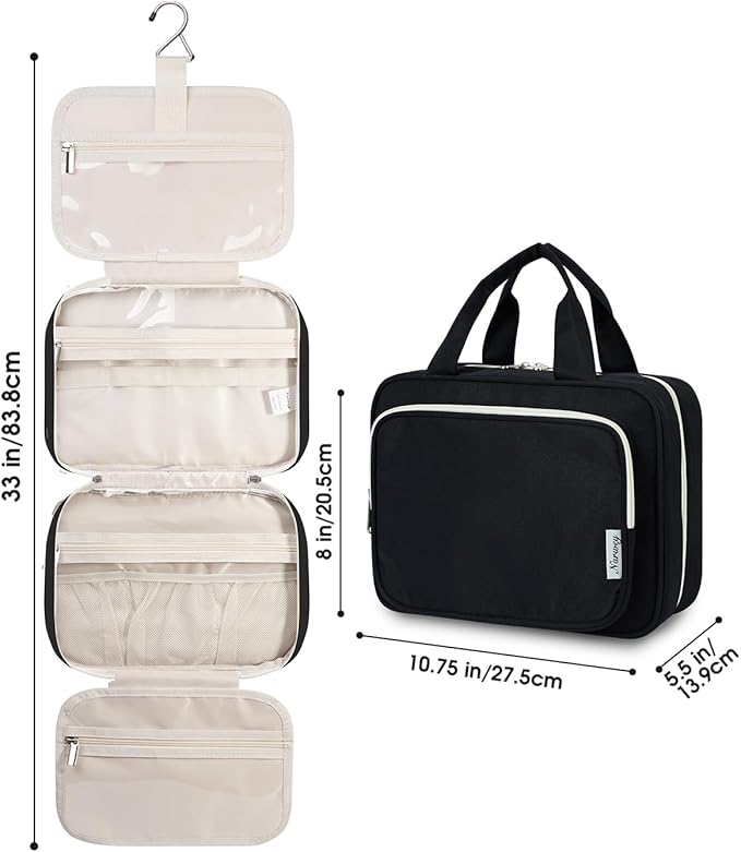 Narwey Hanging Toiletry Bag for Women Travel Makeup Bag Organizer Toiletries - Image 8