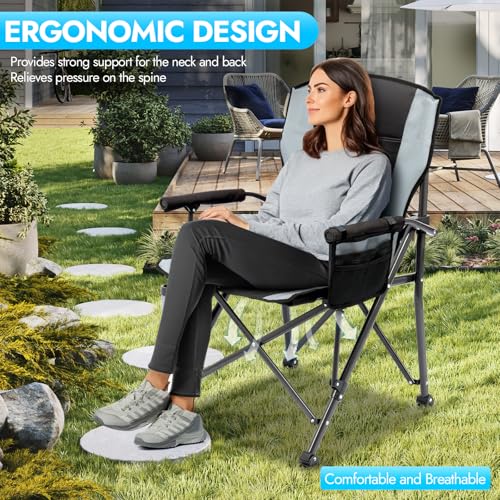 2 Pack Camping Chairs for Adults (Black-gray / Twin Pack)