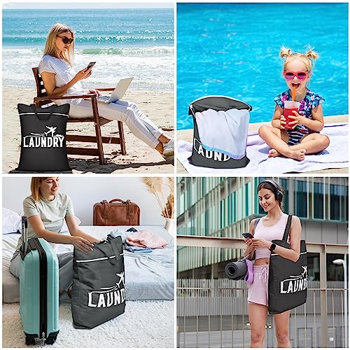 2 Pcs Large Travel Laundry Bags (Black+Grey)
