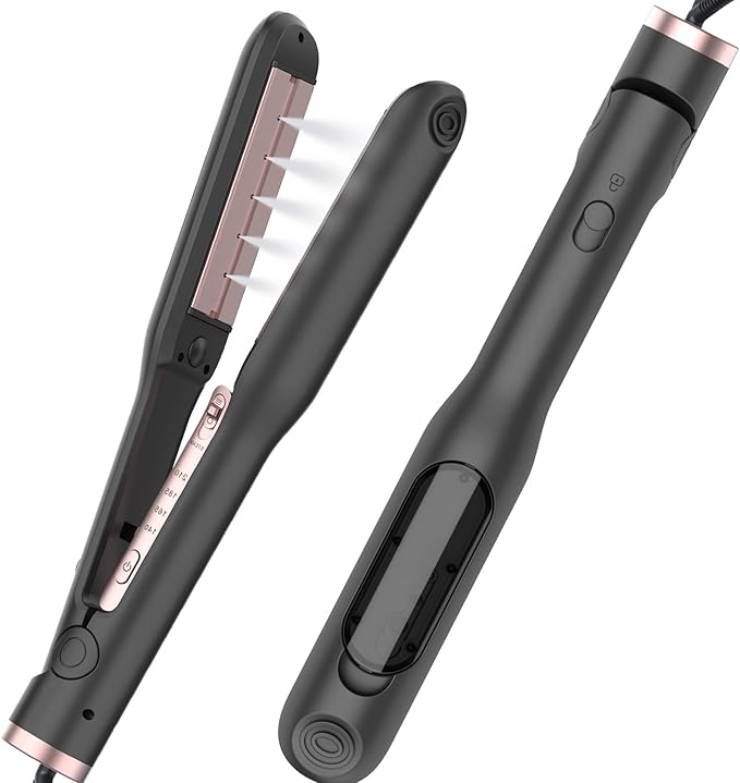 Steam Flat Iron and Culur - 1.25 Inch Hair Straightener for All Hair Types, Adjustable Temp 284°F-410°F, Fast Heat Up in 30 Sec (Black)