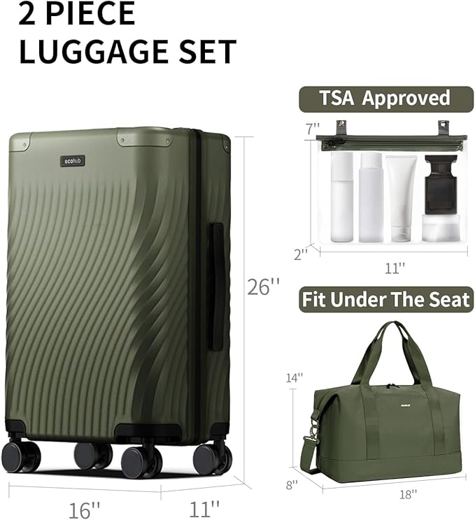 ECOHUB Hardside Expandable Carry On Luggage, Recycled PC 24" Rolling Luggage - Image 7