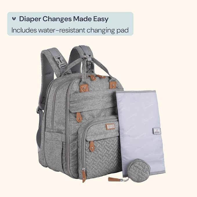 BabbleRoo Extra Large Diaper Bag Backpack, Expandable Baby Bag - Image 7