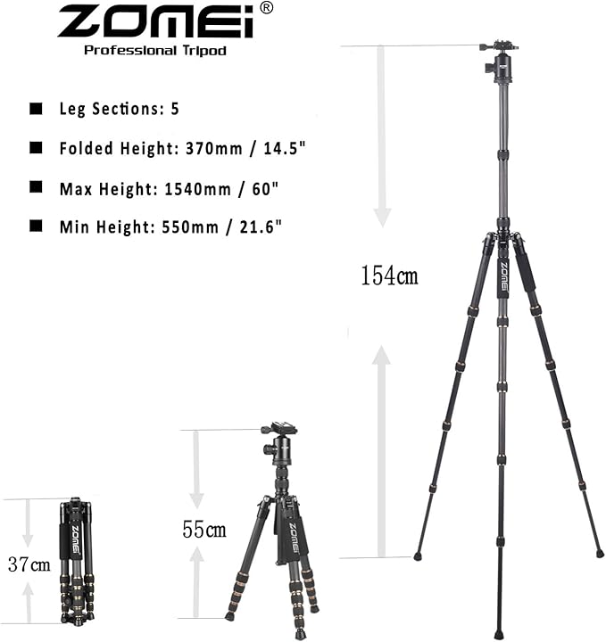 ZoMei Z669 Magnesium Aluminum Alloy Travel Camera Tripod - Image 2