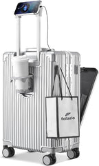 feilario 20in Aluminium Frame PC Hard Shell Spinner Wheels Luggage, Built-In by feilario