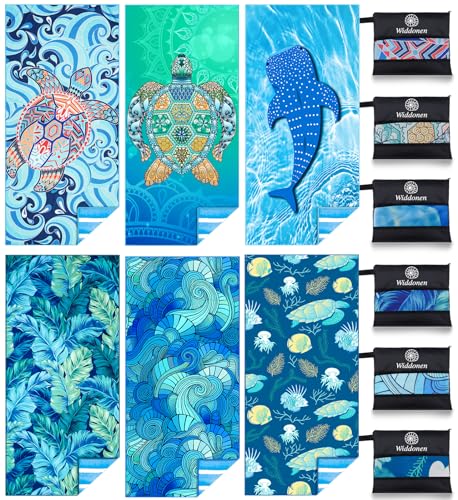 Microfiber Beach Towel (6 Pack Turtle Whale Dream / 32x71 inch)
