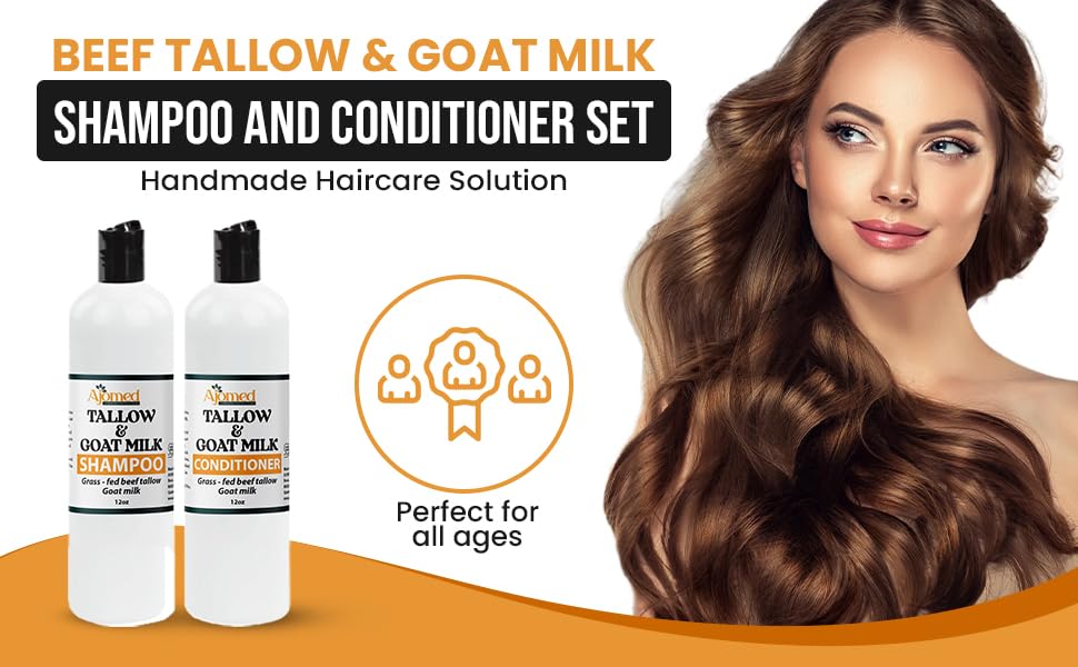 Beef Tallow & Goat Milk Shampoo and Conditioner Set (Shampoo & Conditioner 12 Oz)