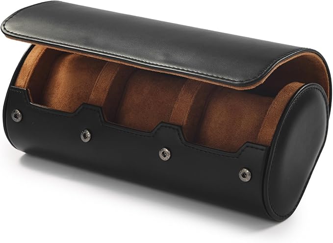 Oirlv Premium Leather Watch Roll Travel Case 3-Slot Watch Box - Image 7