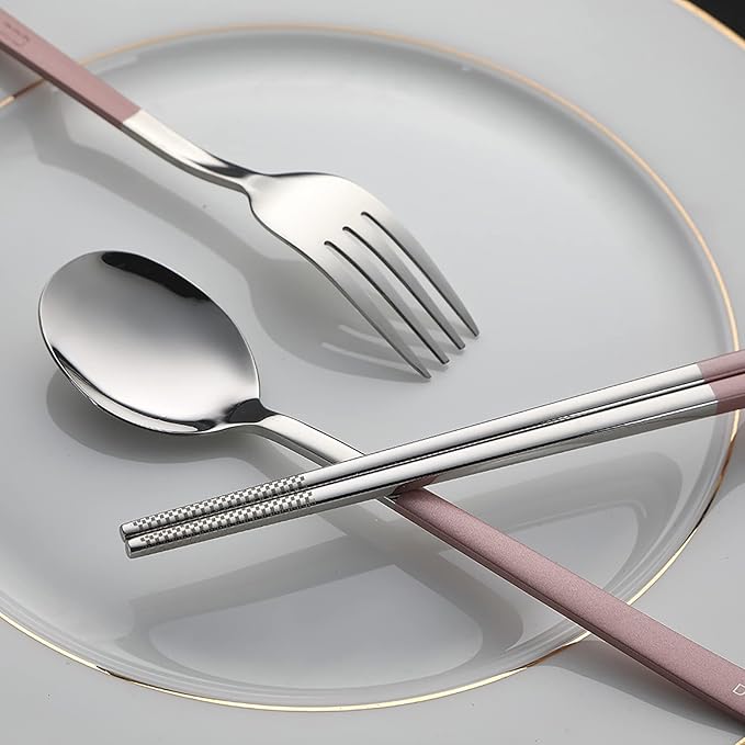 DEVICO Travel Utensils, 18/8 Stainless Steel 4pcs Cutlery Set Portable Camp - Image 4
