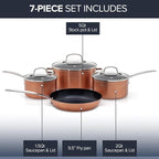 Nuwave Healthy Duralon Blue Ceramic Nonstick Coated 7pc Cookware Set, - Image 2