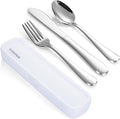 Travel Utensils with Case, 4-Piece Stainless Steel Portable Cutlery Set by TININA