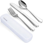 Travel Utensils with Case, 4-Piece Stainless Steel Portable Cutlery Set by TININA