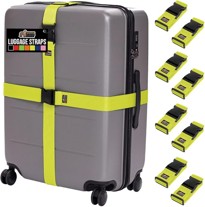 GORILLA GRIP Heavy Duty 8 Pack Adjustable Luggage Straps by GorillaGrip