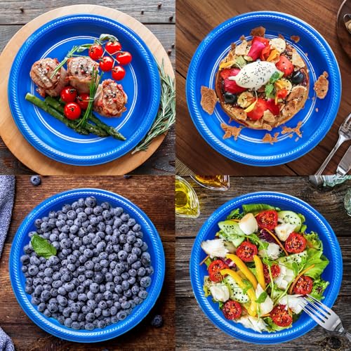 50 Pcs 10 Inch Blue Plastic Plates (Blue / 50 Pcs)