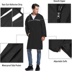 Mens Long Hooded Safety Rain Jacket Waterproof Emergency Raincoat Poncho - Image 3