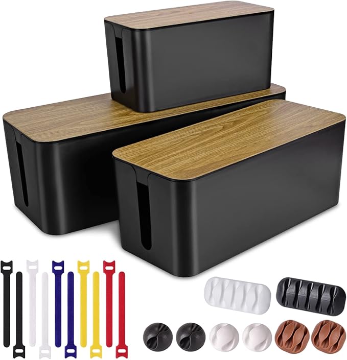 3 Pack Cable Management Box by Tuwechen