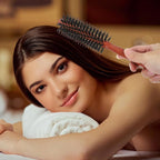 Round Boar Bristle Hair Brush 8.5 Inch Wooden Handle Curly Comb for Men and Women Styling Blow Drying Soft Hair Care