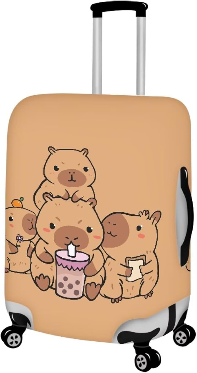 Milk Tea Capybara Luggage Cover Fit 30-32 Inch Universal Thickness Suitcase - Image 2