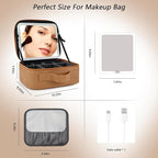 Travel Makeup Bag with LED Mirror Travel Makeup Organizer with 3 Lighted - Image 7