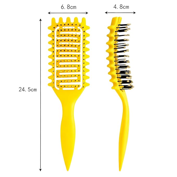 Curl Defining Brush,2024 Curly Hair Brush,Vented Hair Brush for Detangling, Shaping and Defining Curls For Women and Men Less Pulling (Yellow)
