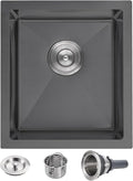 POPFLY 15×17 Inch Black Bar Sink, 304 Stainless Steel Single Bowl 8 Inch Deep by POPFLY