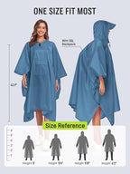 SaphiRose Extra Thick Hooded Rain Poncho Double Layer Waterproof Raincoat Jacket - Image 3