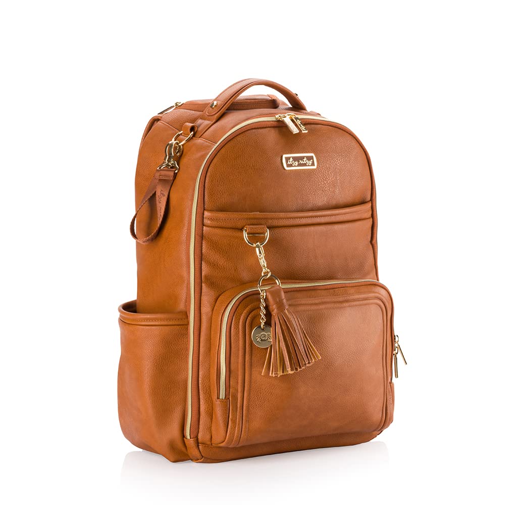 Boss Plus Large Diaper Bag Backpack with 19 Pockets (Cognac)