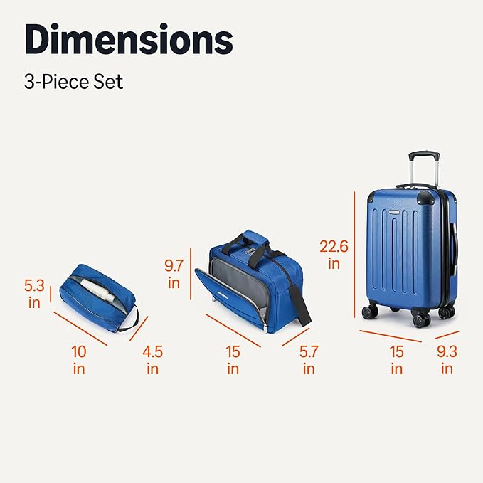 Amazon Basics 3-Piece Luggage Set, Including Carry-On Luggage, and 10" Compact - Image 6