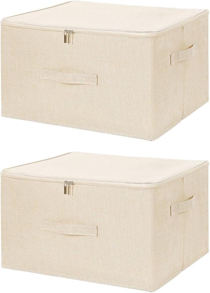ANMINY 2PCS Storage Bins with Zipper Lids 51.9 Qt Lidded Fabric Storage Boxes by ANMINY
