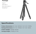 SmallRig Portable Carbon Fiber Travel Tripod Kit, 61.8'' Video Camera Tripod - Image 7
