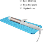 Silicone Heat Resistant Travel Mat Pouch for Hair Straighteners, Curling Irons, Wands, and Hot Styling Tools (Sky Blue) 1 Pack