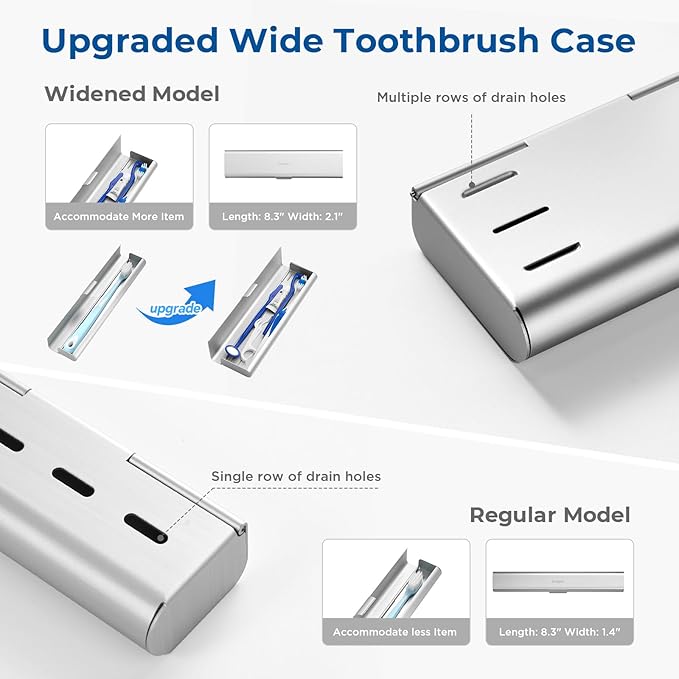 2 Pack Wider Aluminum Toothbrush Travel Case, Portable Travel Toothbrush Holder - Image 7