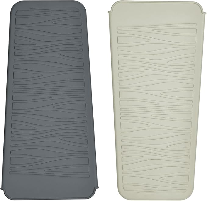 2 Pack Silicone Heat Resistant Travel Pouch for Straightener, Crimping Wand, Curling Wand, Flat Iron (Light Grey&Beige)