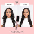 L'ANGE HAIR Le Vite Straightening Brush | Heated Hair Tool for Smoother, Frizz-Controlled Look | Dual-Voltage Hot Brush Straightener for Effortless Styling & Shine | Ceramic Standard Size (Blush)