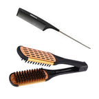 Clamp Hair Brush Straightener Detangler Comb Smoothing Nylon Bristle Double Sided Straightening Air Vented Flat Hair Styling Tool for Wet,Dry,Thick,Long Hair