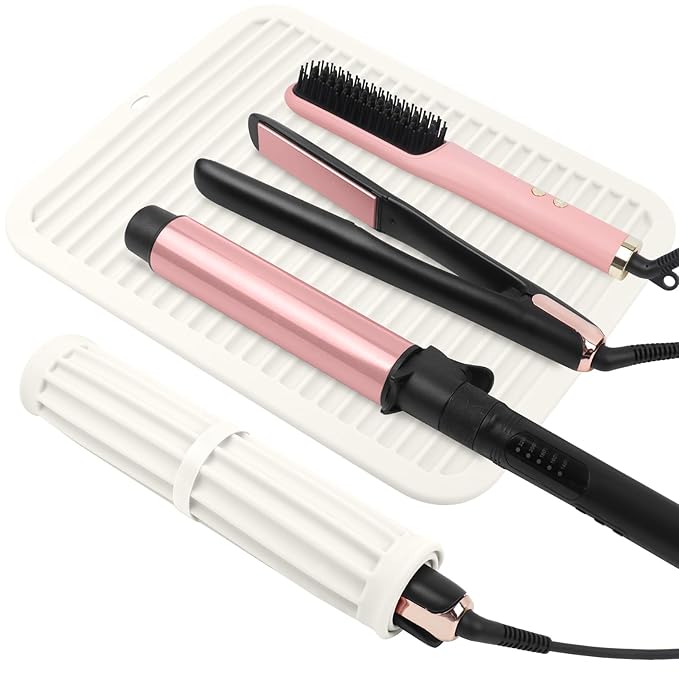 Oversize Silicone Heat Resistant Mat, Professional Hot Hair Tools Mat for Curling Iron, Flat Iron, Hair Straightener, Portable Hot Pad Cover with Velcro for Travel Home Salon(14.2" x 11.0")